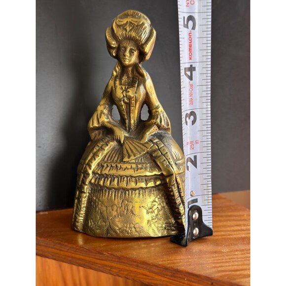 Vintage Brass Victorian Lady Doll Shape figure Rare unique Hand Casted Bell 5” - Picture 2 of 7